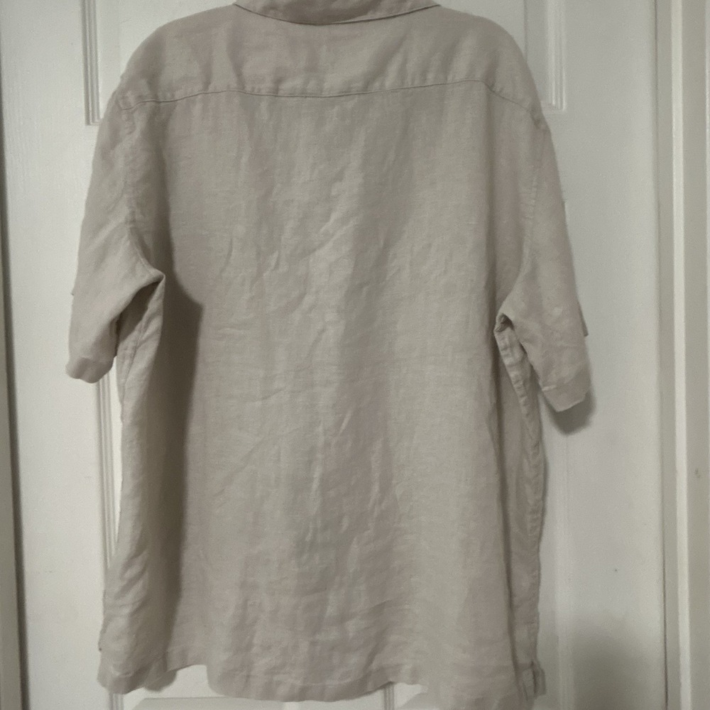 NEW CC California Shirt Mens XL Beige 100% Linen Button Up Short Sleeve Beach - Picture 2 of 7